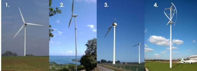 Image pour illustrer les quatre types d'éoliennes